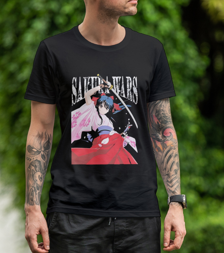 Sakura Wars Distressed Anime Samurai Girl With Katana T-Shirt