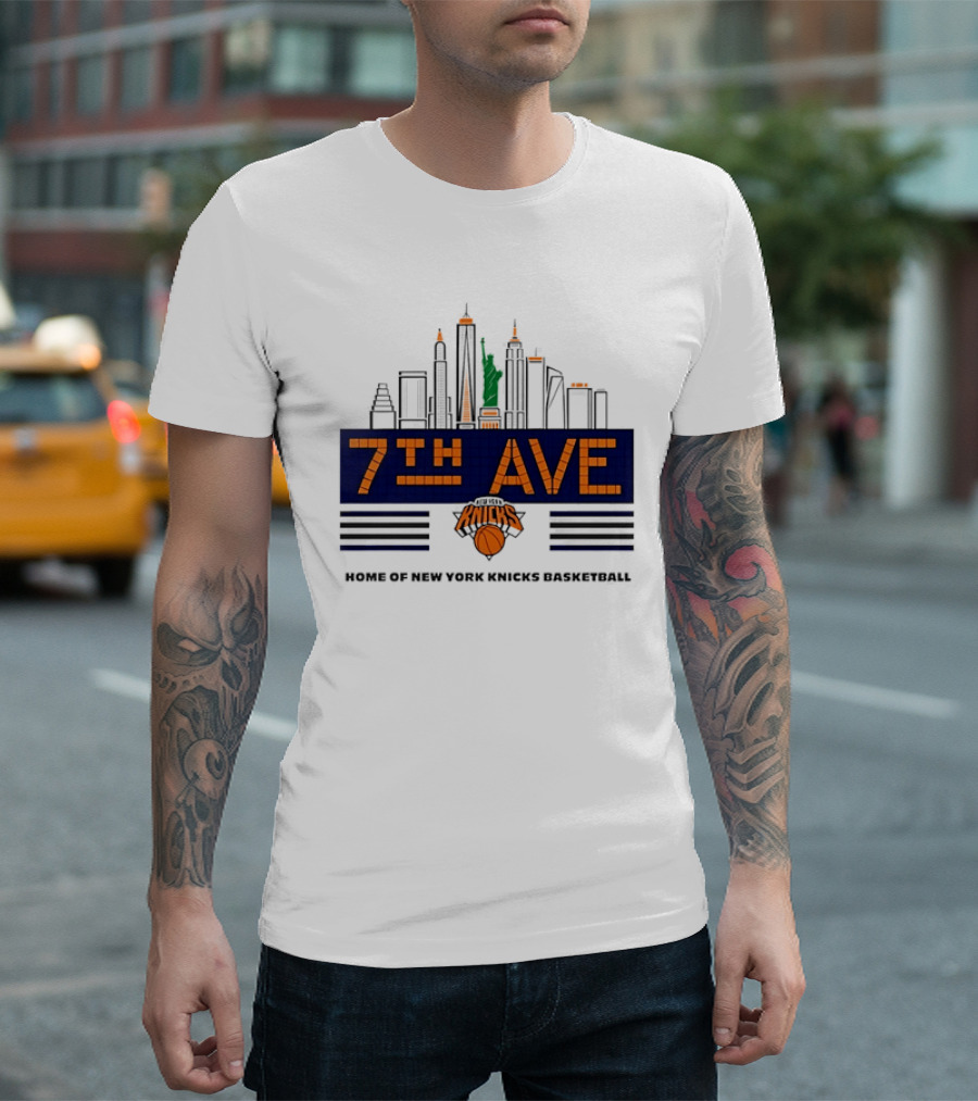7th Ave New York Knicks Basketball Skyline T-Shirt