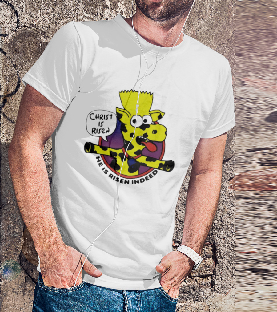 Christ Is Risen He Is Risen Indeed Simpson Cow Cartoon T-Shirt