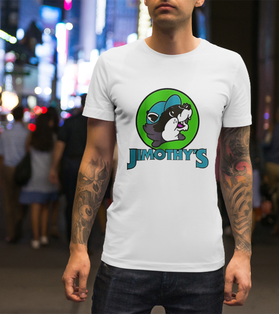 Jimothy's Cartoon Hat Character In Green Circle T-Shirt
