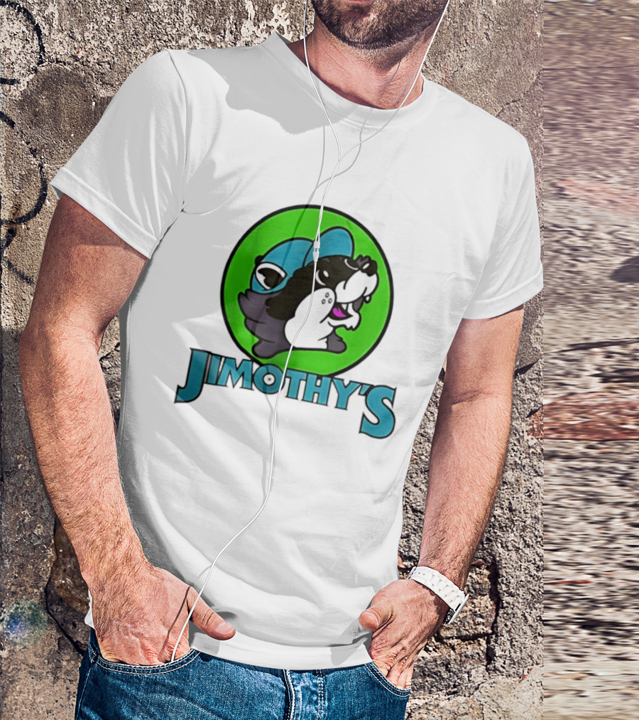 Jimothy's Cartoon Hat Character In Green Circle T-Shirt