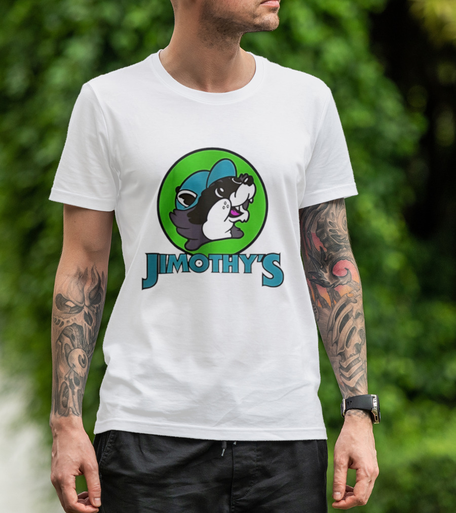 Jimothy's Cartoon Hat Character In Green Circle T-Shirt