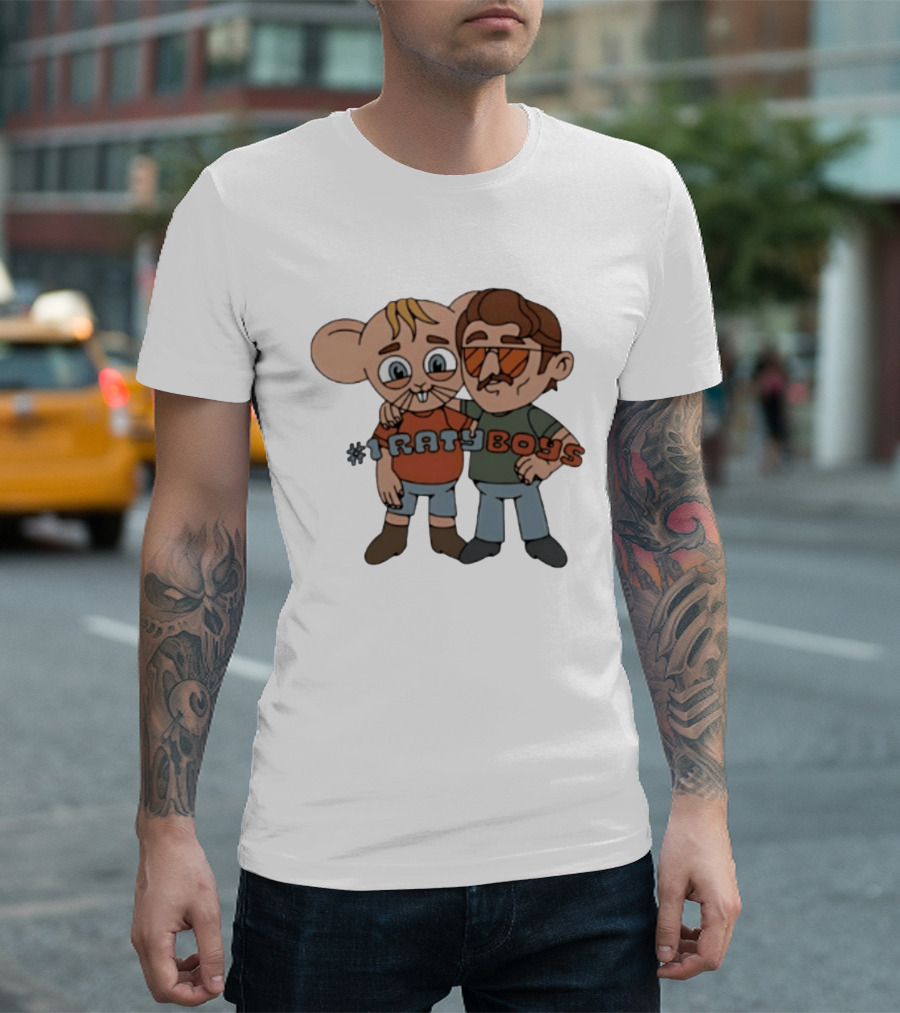 Ratyboys Cartoon Characters With Mouse And Sunglasses Duo T-Shirt