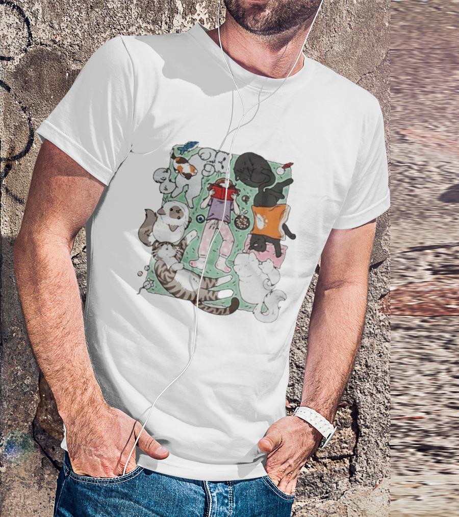 Lilsimsie Cozy Reading Party With Cats Playing And Lounging T-Shirt