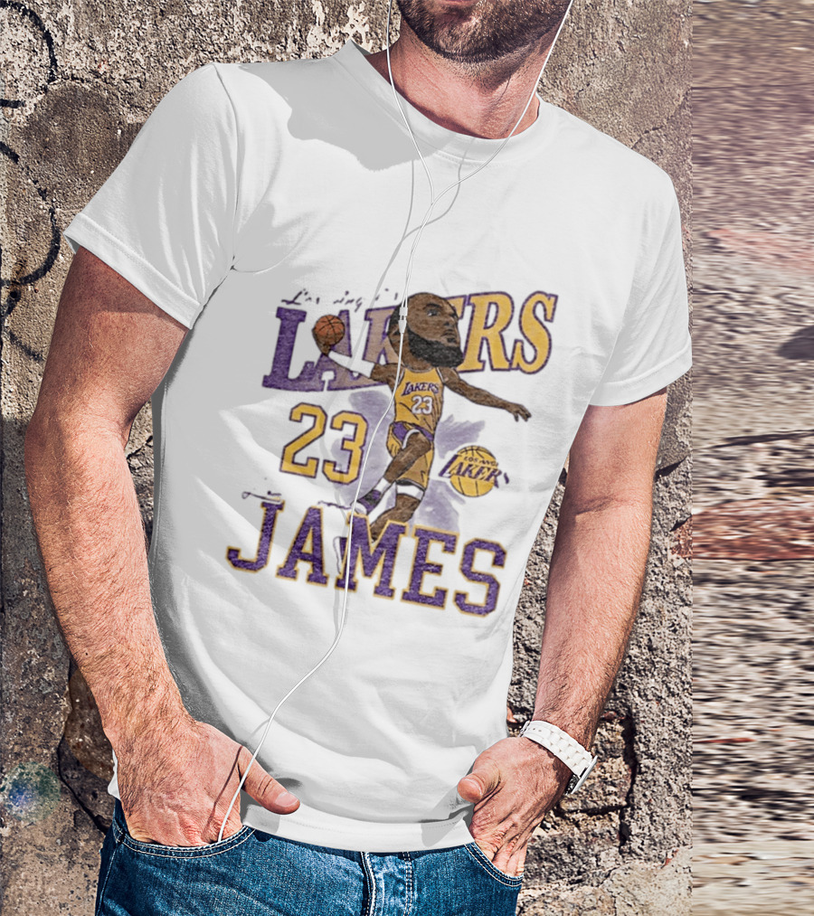 Los Angeles Lakers Lebron James 23 Basketball Caricature Player T-Shirt