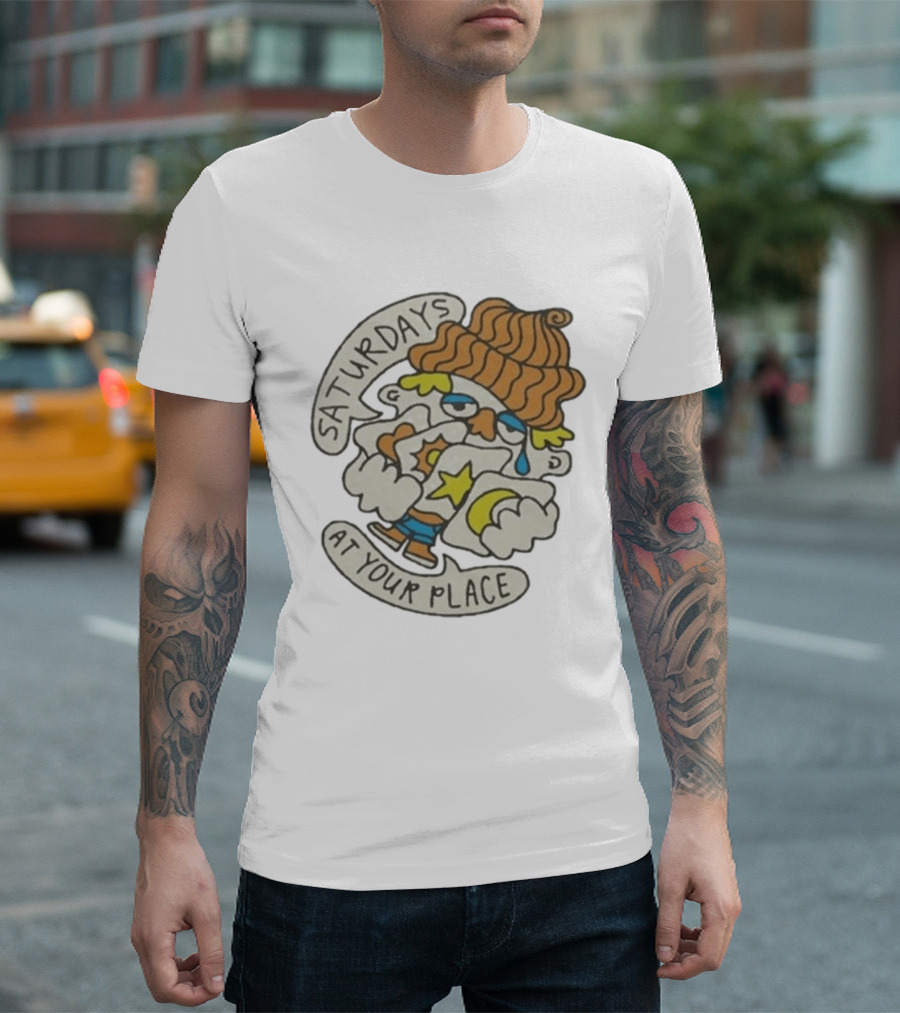 Saturdays At Your Place Cartoon Character With Beanie T-Shirt