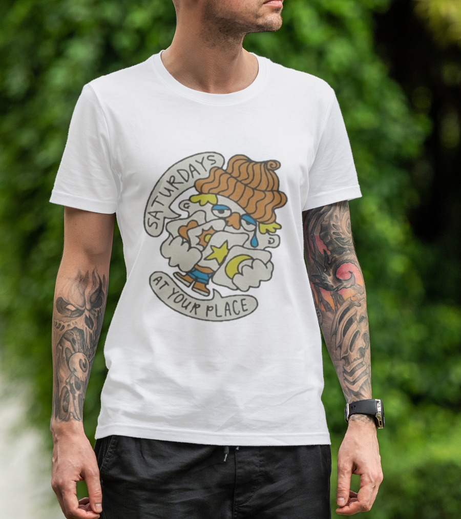 Saturdays At Your Place Cartoon Character With Beanie T-Shirt