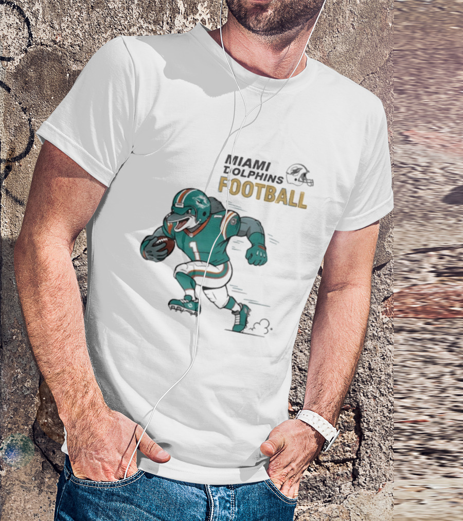 Miami Dolphins Aqua Rush Football Helmet Player T-Shirt