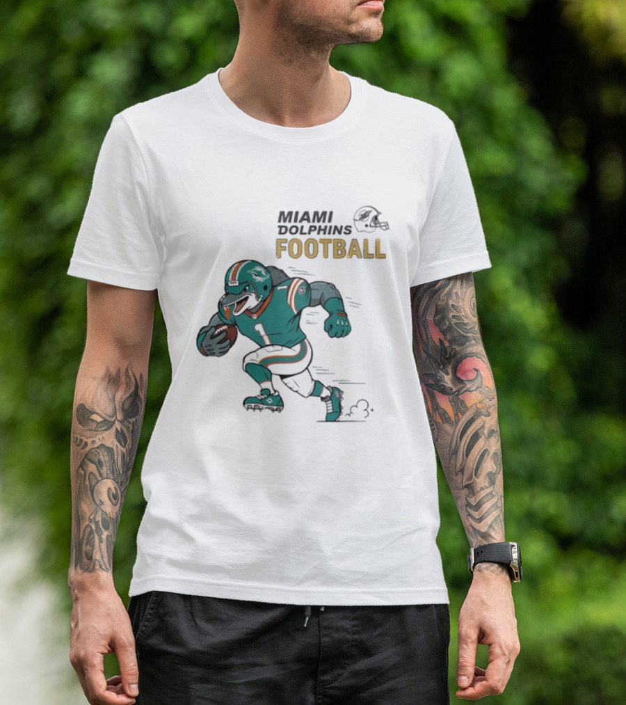 Miami Dolphins Aqua Rush Football Helmet Player T-Shirt