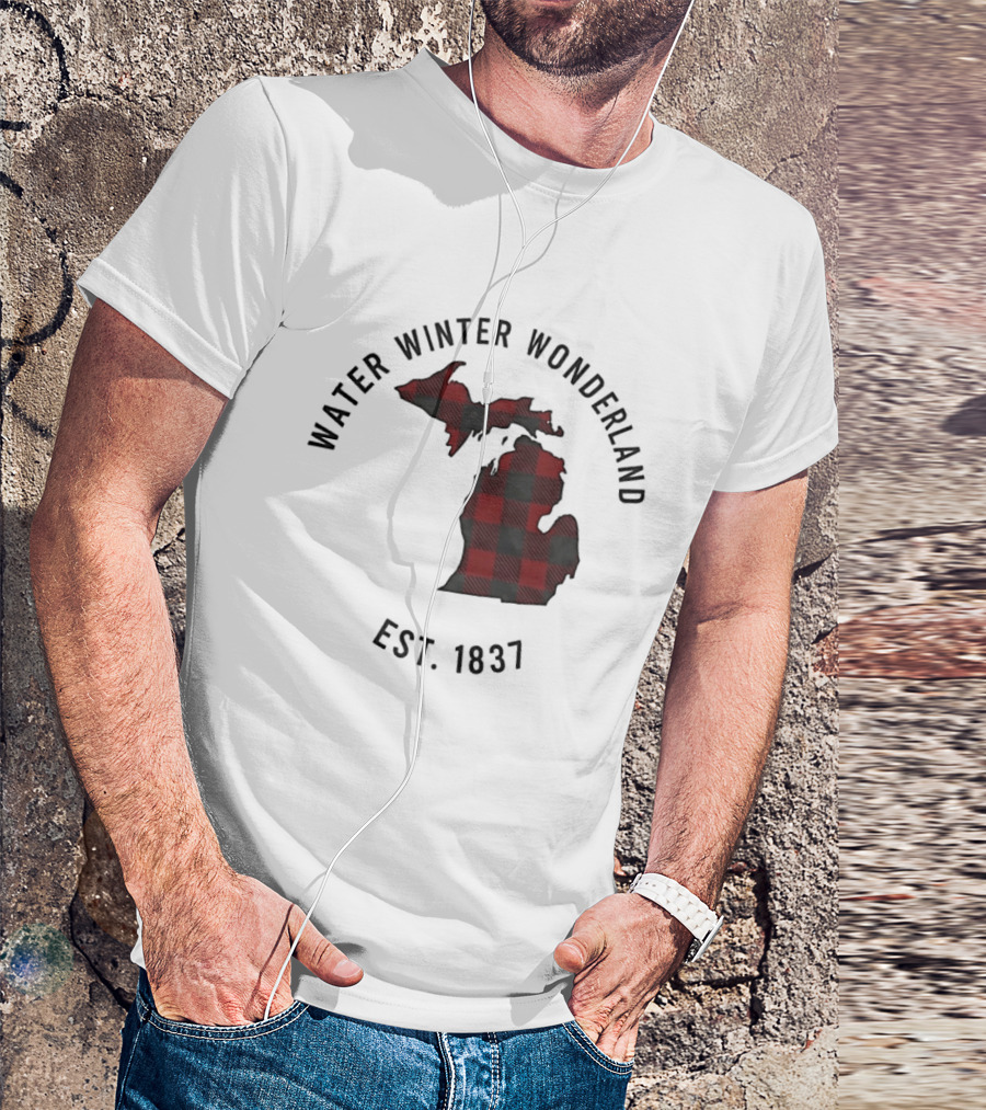 Michigan Water Winter Wonderland Est 1837 Plaid T-Shirt