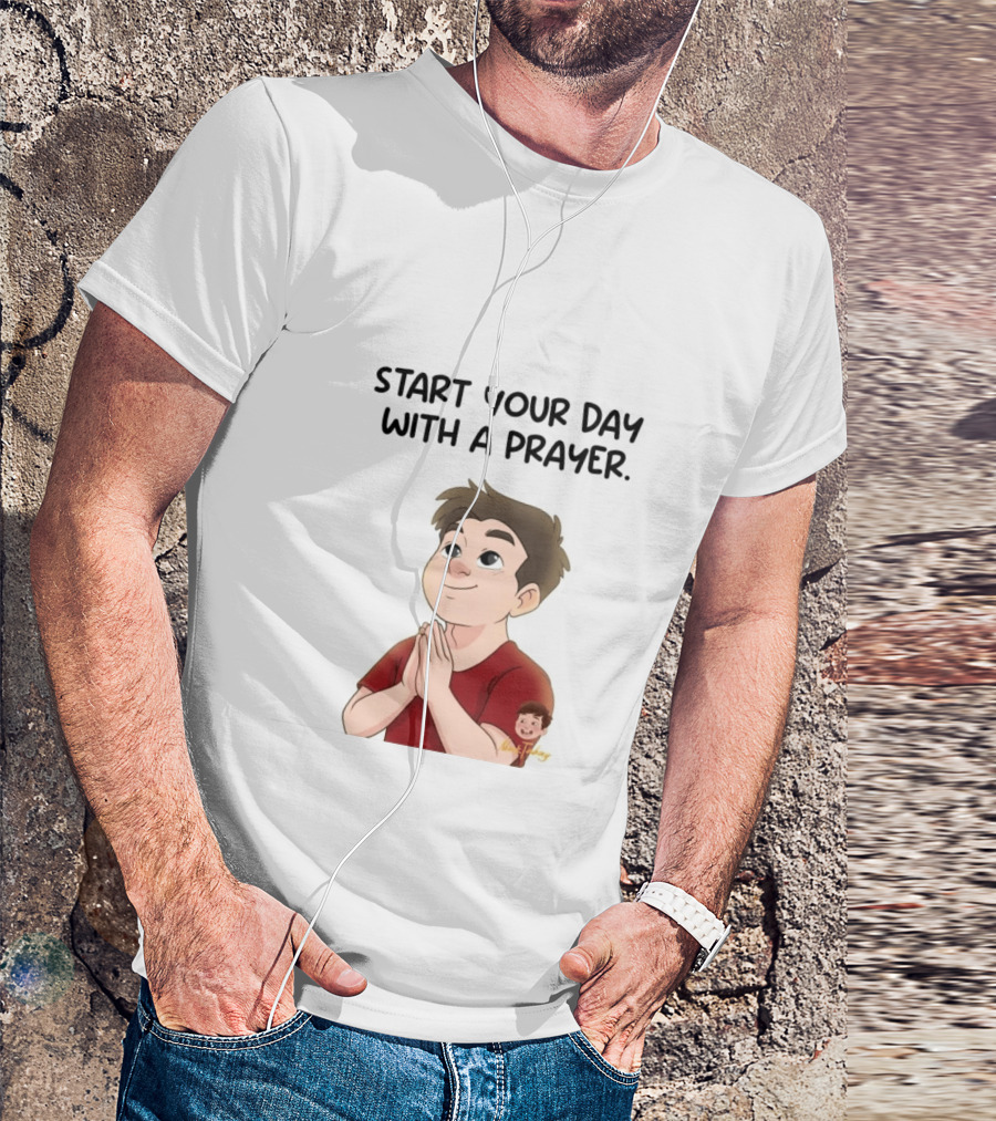 Start Your Day With A Prayer Cartoon Boy T-Shirt