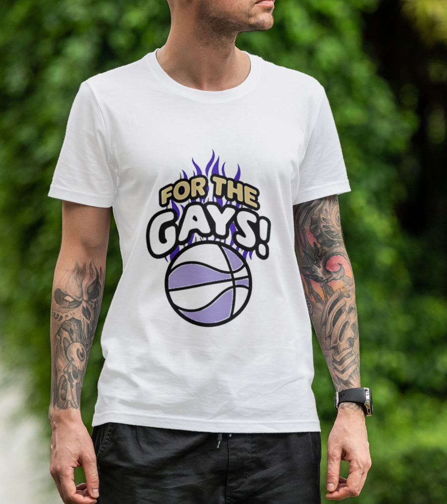 For The Gays Basketball Pride Equality With Flaming Basketball T-Shirt