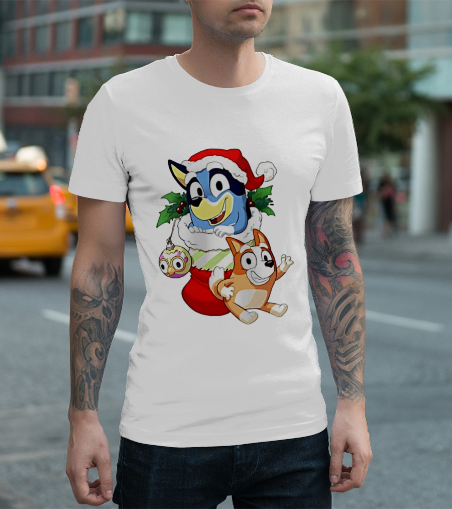 Bluey Christmas Stocking Stuffer Pups Bingo Holiday T-Shirt