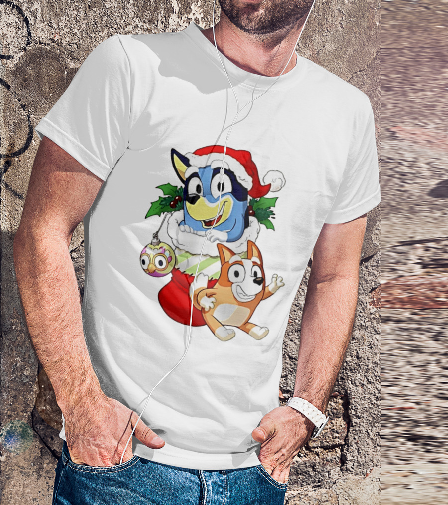 Bluey Christmas Stocking Stuffer Pups Bingo Holiday T-Shirt