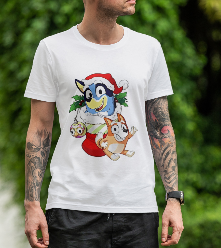Bluey Christmas Stocking Stuffer Pups Bingo Holiday T-Shirt