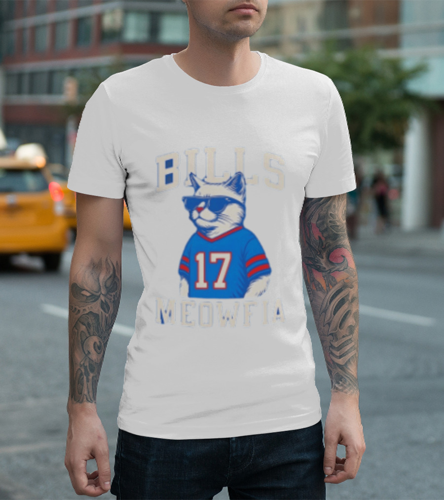 Bills Meowfia Cat 17 Jersey Buffalo Fan Football Sports T-Shirt