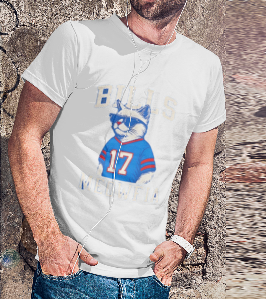 Bills Meowfia Cat 17 Jersey Buffalo Fan Football Sports T-Shirt