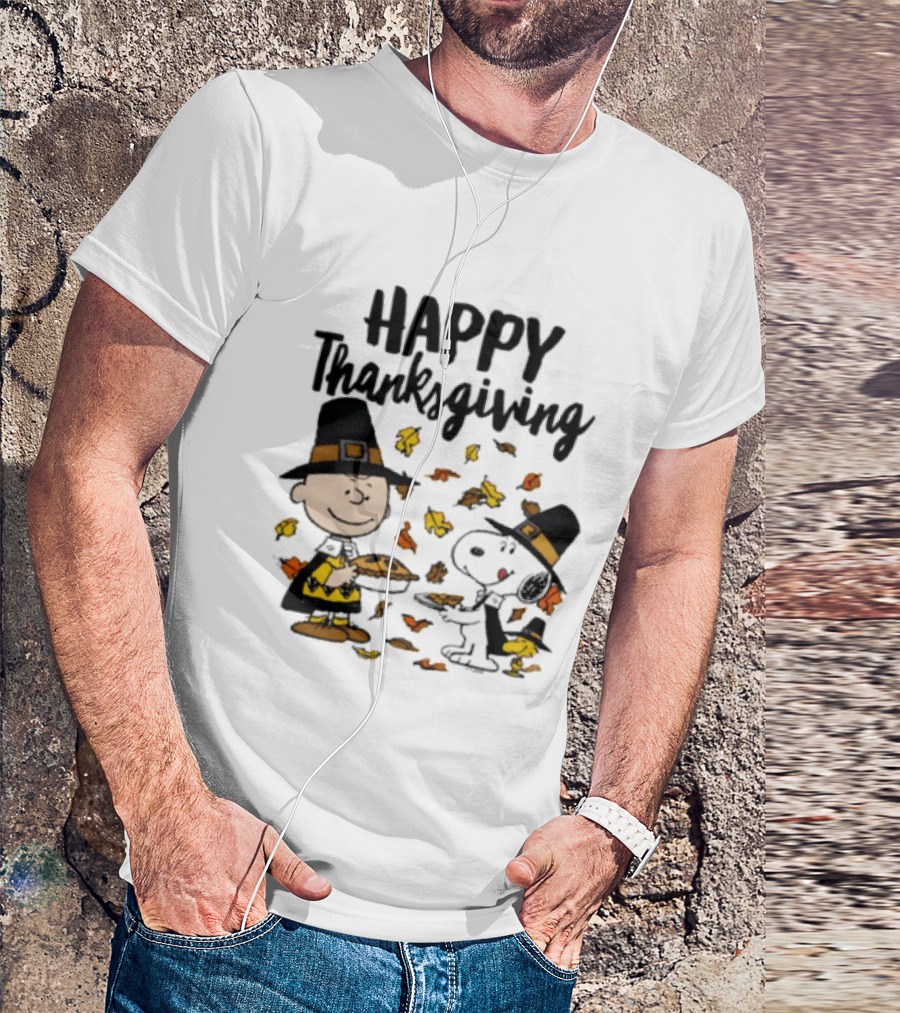 Happy Thanksgiving Peanuts Charlie Brown Snoopy Woodstock T-Shirt