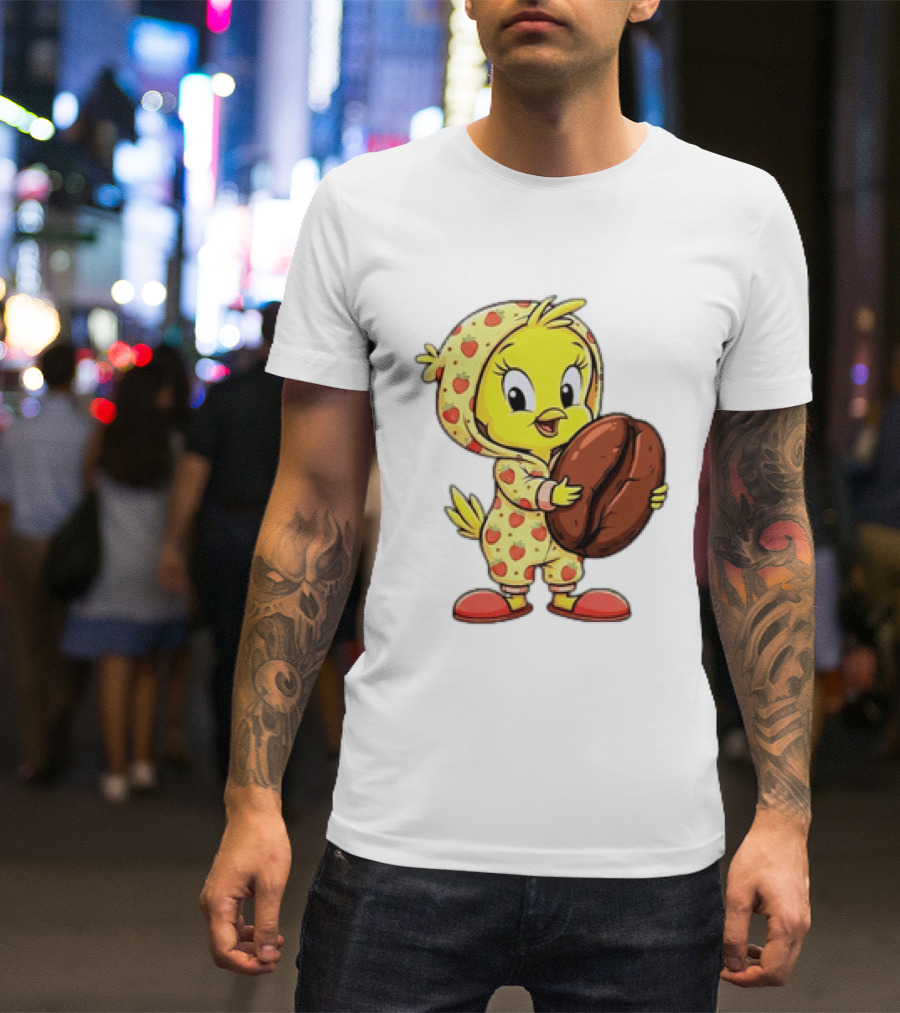 Tweety Coffee I Haven't Lost My Mind Half Of It Just Wandered Off Pajamas With Strawberry Onesie And Coffee Bean T-Shirt