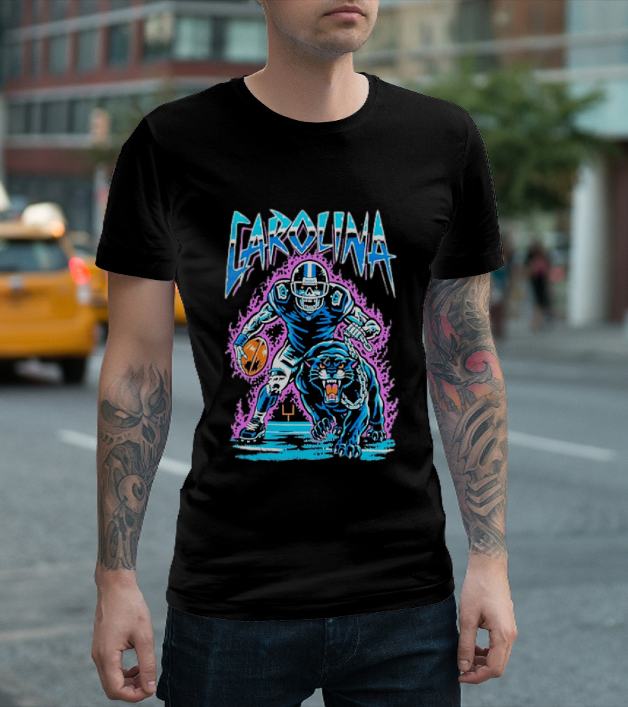 Carolina Panthers Football Skeleton With Panther T-Shirt