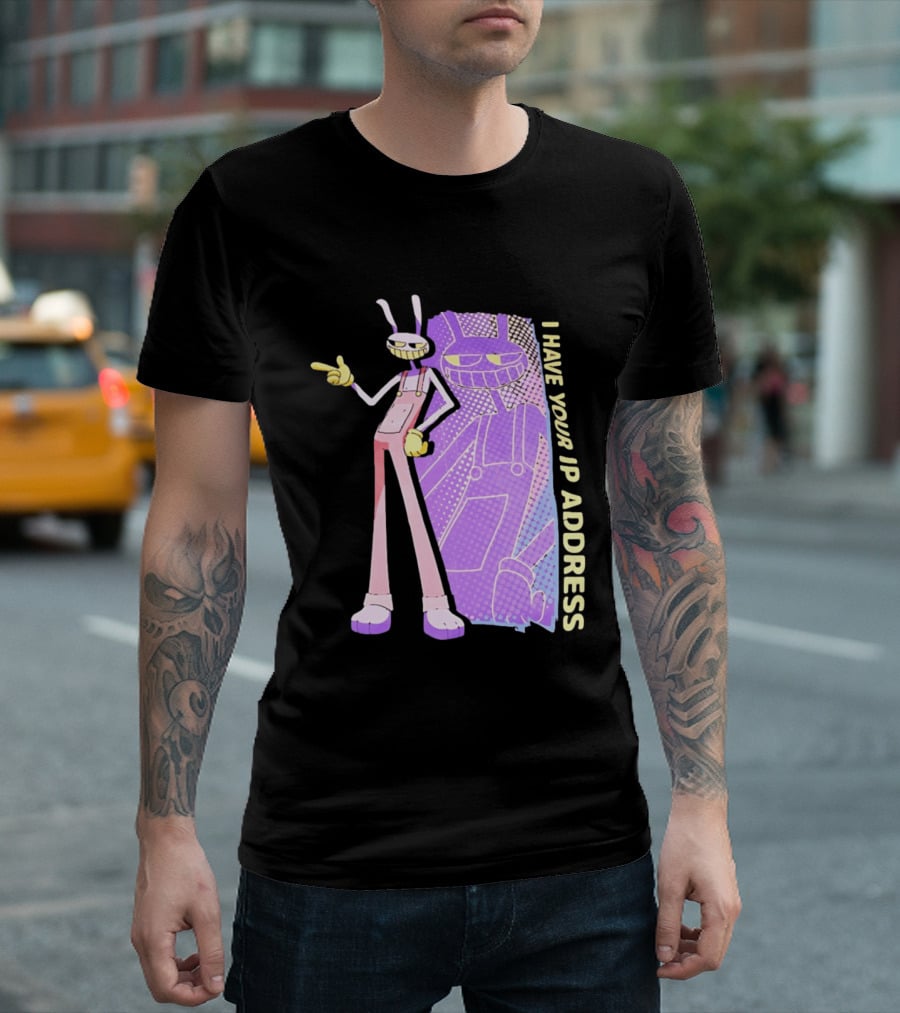Jax I Have Your IP Address Meme Character In Overalls T-Shirt