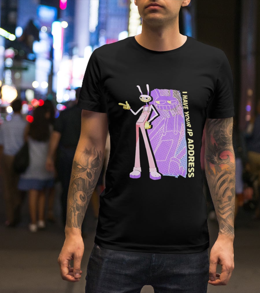 Jax I Have Your IP Address Meme Character In Overalls T-Shirt