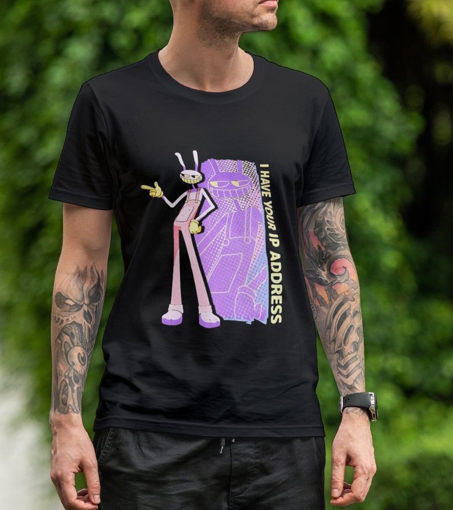 Jax I Have Your IP Address Meme Character In Overalls T-Shirt