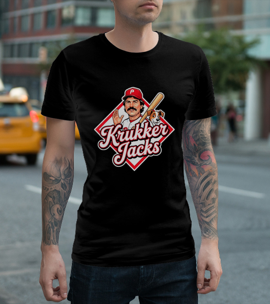 Krukker Jacks Philadelphia Phillies Baseball Player With Dog T-Shirt
