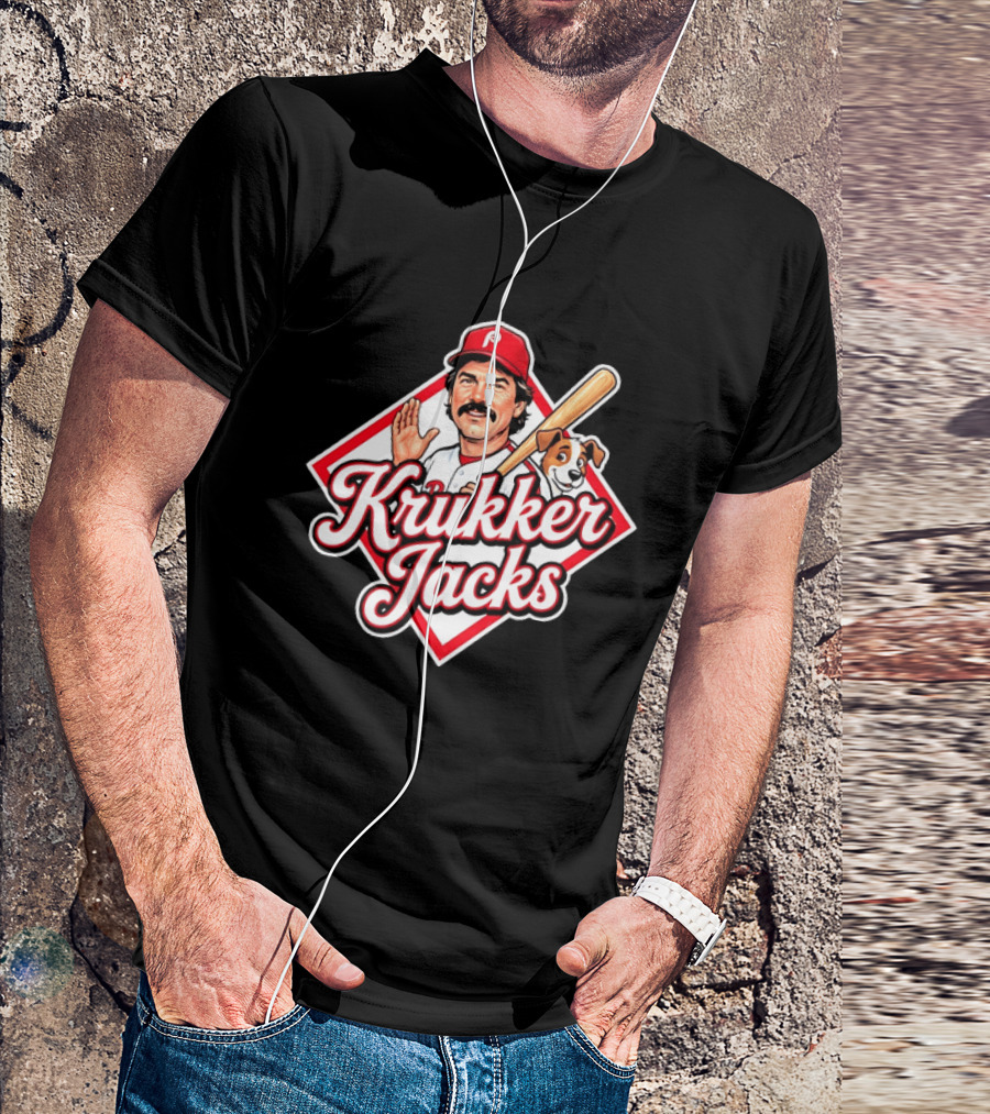 Krukker Jacks Philadelphia Phillies Baseball Player With Dog T-Shirt