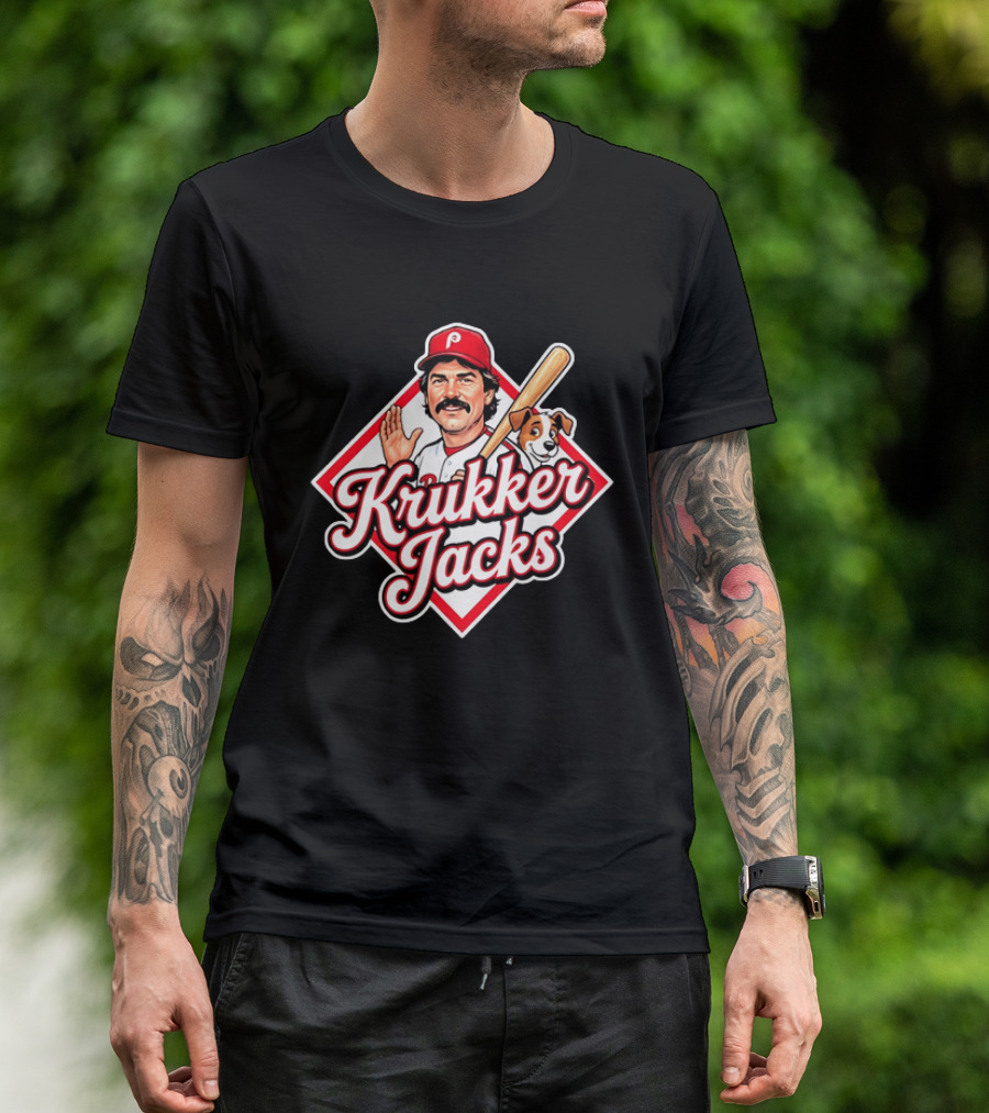 Krukker Jacks Philadelphia Phillies Baseball Player With Dog T-Shirt