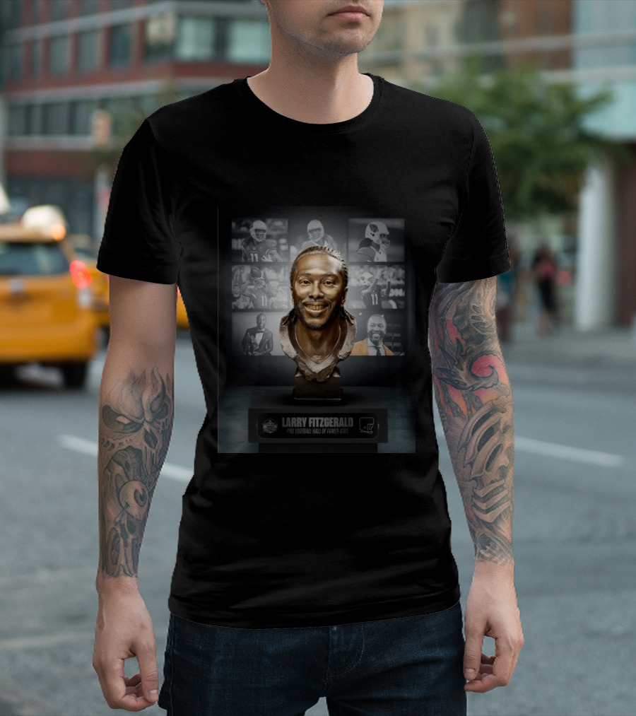 Larry Fitzgerald Pro Football Hall Of Famer #385 Bust NFL Highlights T-Shirt