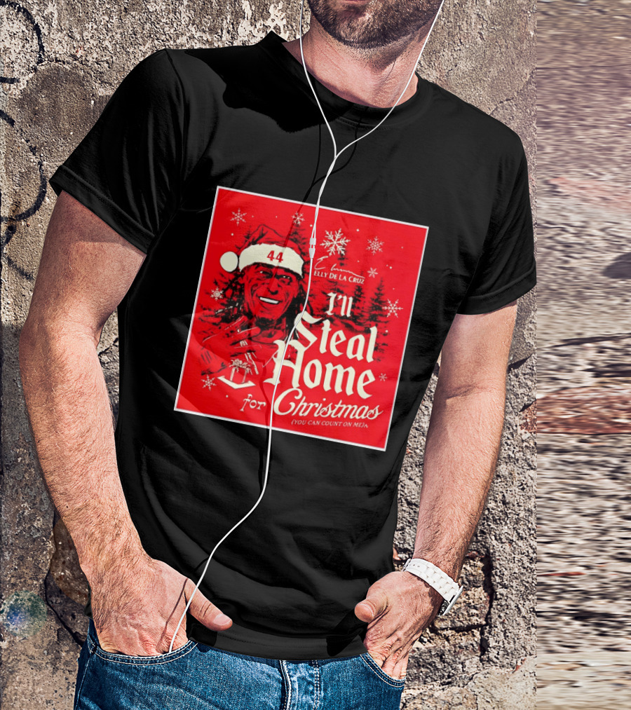 Elly De La Cruz Cincinnati Reds 44 I'll Steal Home For Christmas T-Shirt