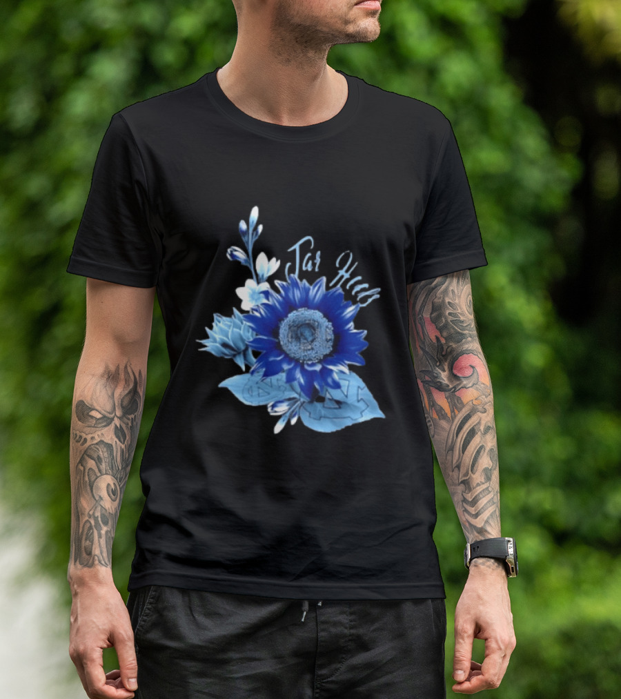 North Carolina Tar Heels Sunflower Floral Football T-Shirt