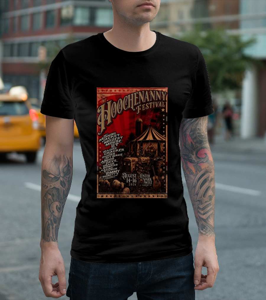 Hoochennany Festival Fairport My Morning Jacket Modest Mouse August 14 16 2026 Center Park West Lineup T-Shirt