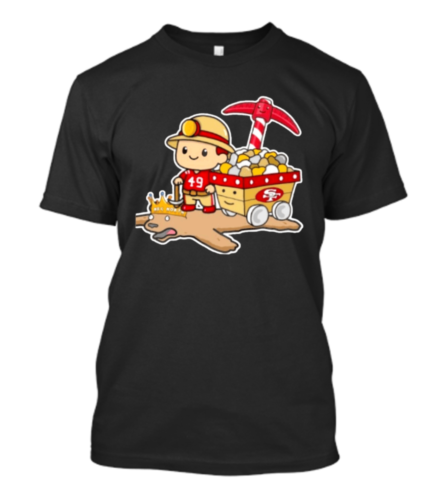 San Francisco 49ers Stop The Cardiac Bears Miner Character With Pickaxe And Cart T-Shirt