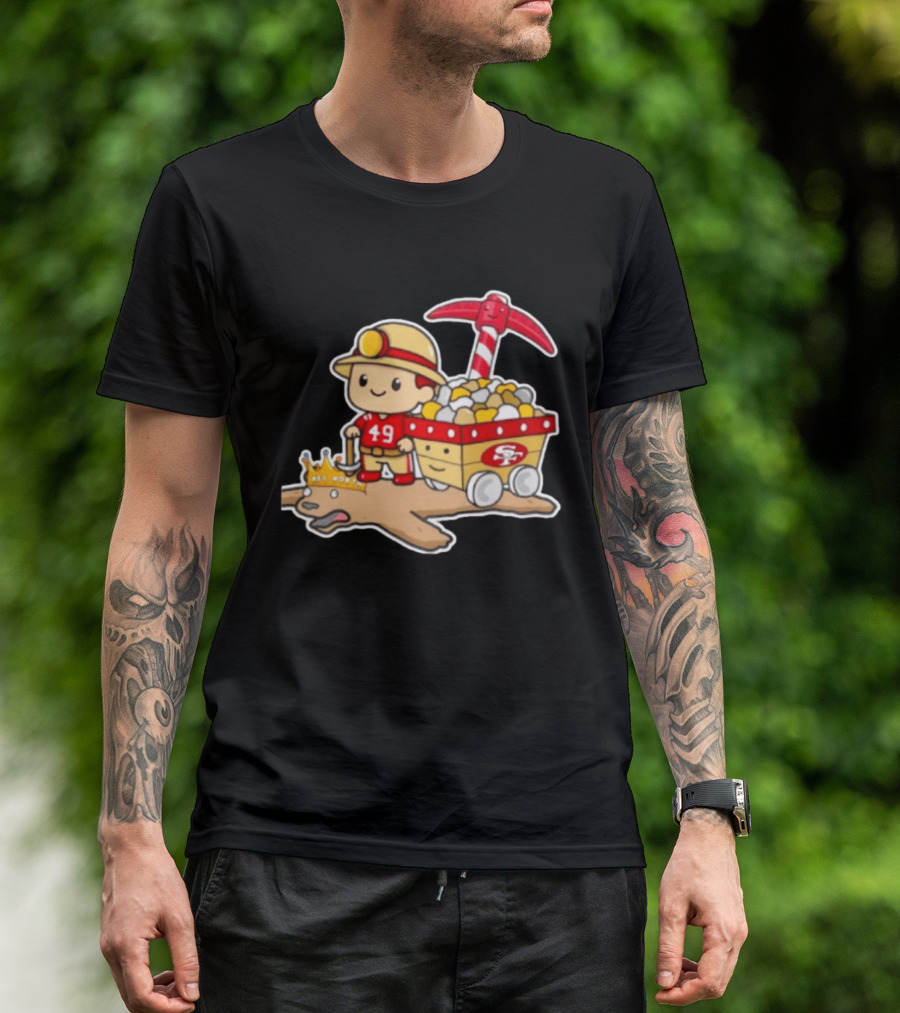San Francisco 49ers Stop The Cardiac Bears Miner Character With Pickaxe And Cart T-Shirt