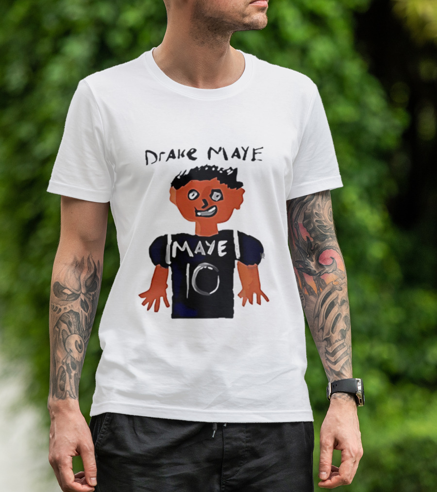 Drake Maye 10 Caricature Drawing New England Patriots T-Shirt