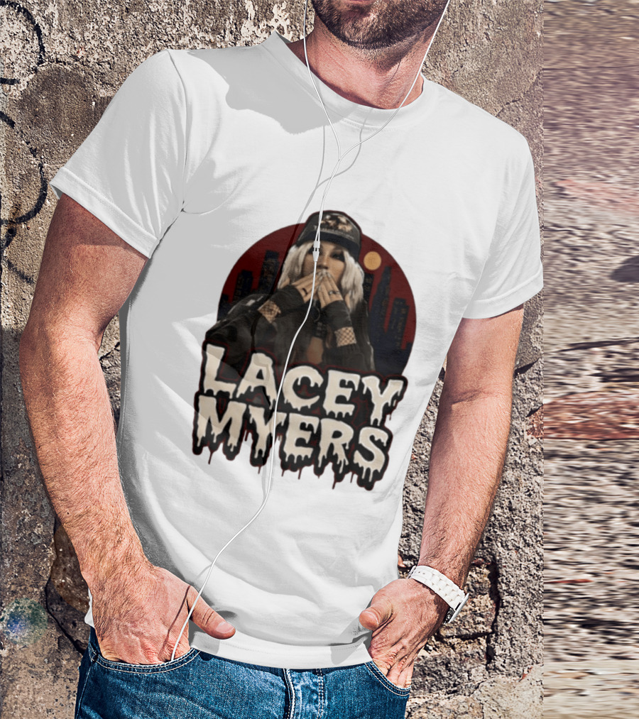 Lacey Myers City Skyline Red Moon Horror T-Shirt