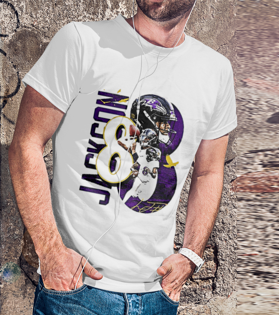 Lamar Jackson 8 Baltimore Ravens NFL Football Star Player T-Shirt