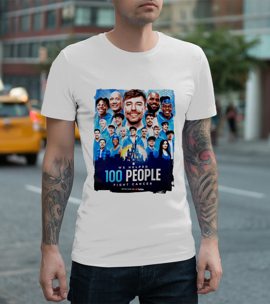 Mrbeast We Helped 100 People Fight Cancer YouTube Video Collaboration T-Shirt