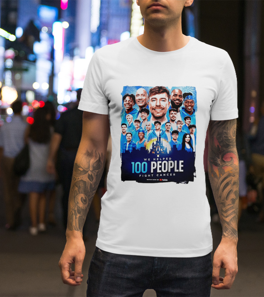 Mrbeast We Helped 100 People Fight Cancer YouTube Video Collaboration T-Shirt