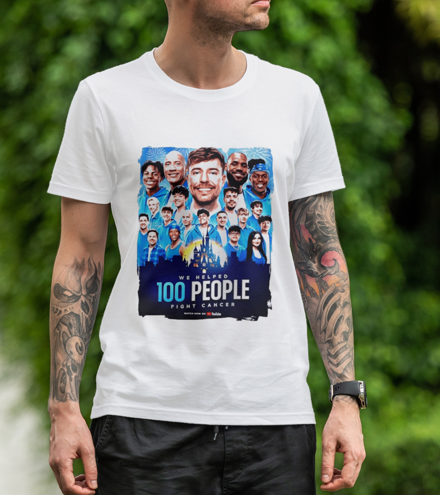 Mrbeast We Helped 100 People Fight Cancer YouTube Video Collaboration T-Shirt