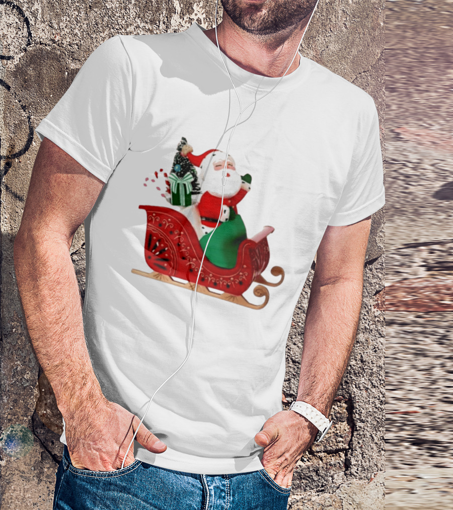 Santa Showtoppers Mini Tree Hallmark White Sleigh Christmas Scene T-Shirt