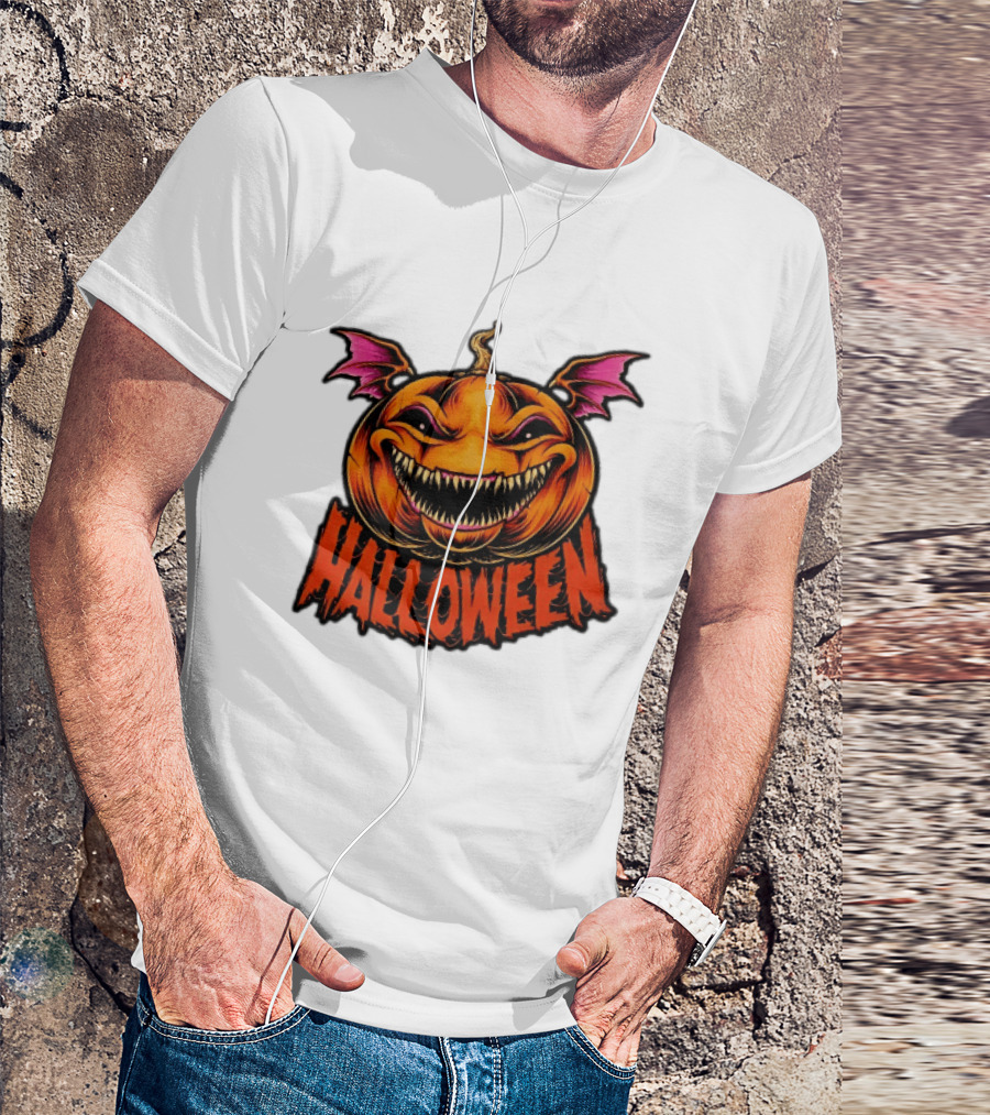 Halloween Bat Winged Jack O' Lantern Pumpkin T-Shirt