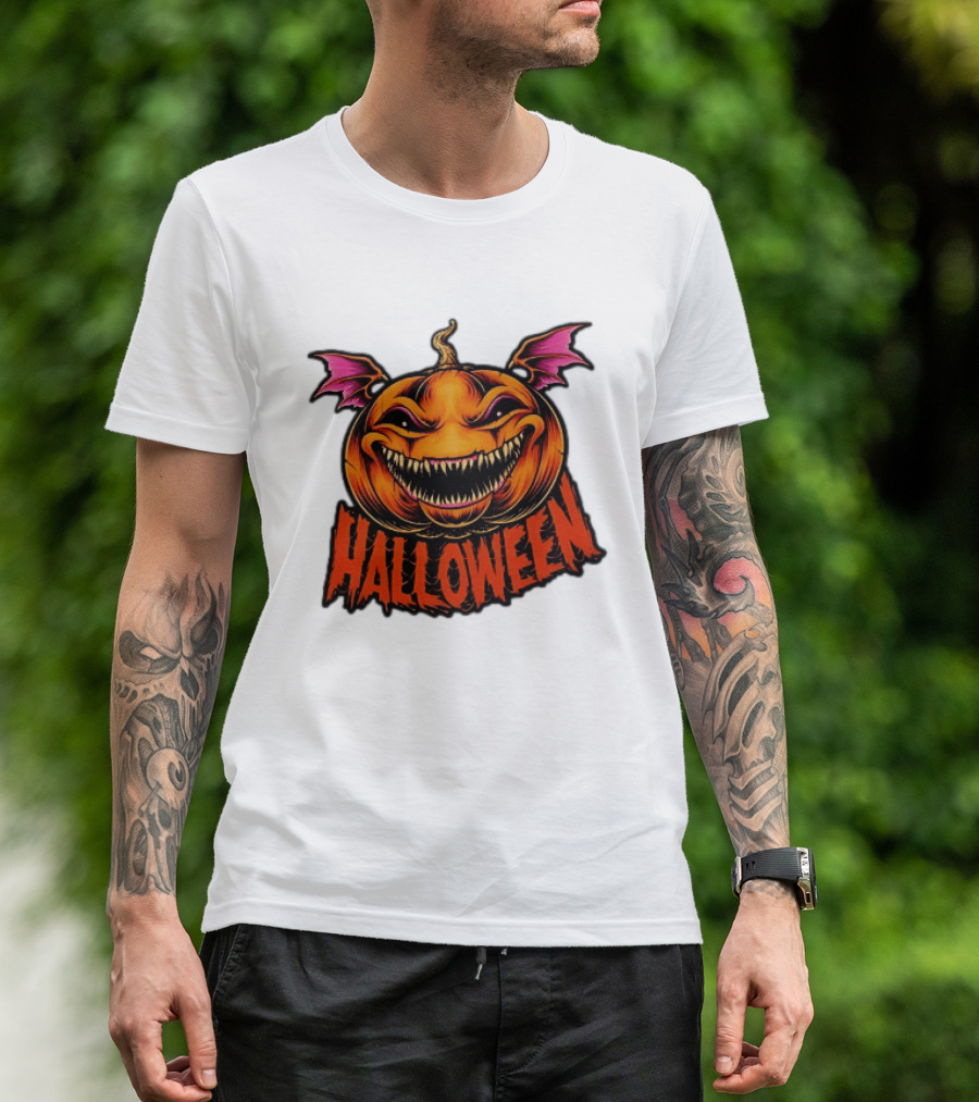 Halloween Bat Winged Jack O' Lantern Pumpkin T-Shirt