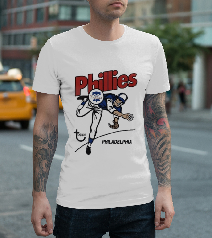 Topps Phillies Philadelphia Baseball Pitcher T-Shirt