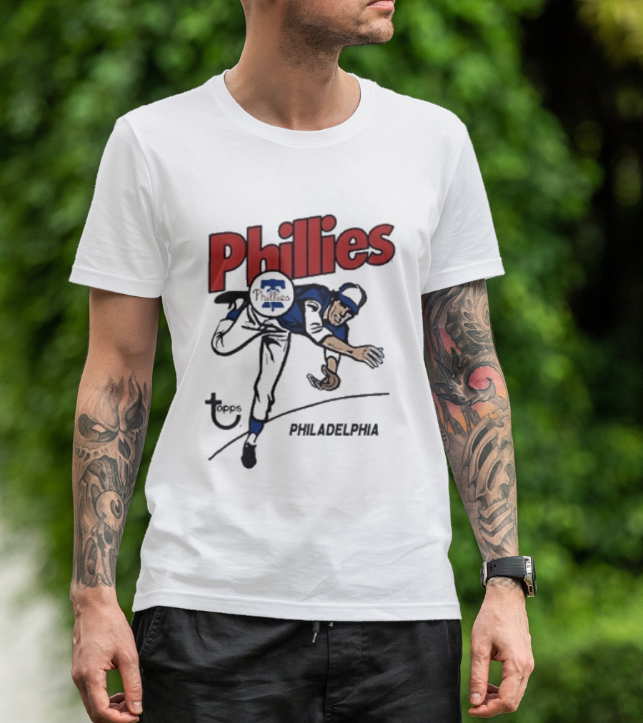 Topps Phillies Philadelphia Baseball Pitcher T-Shirt