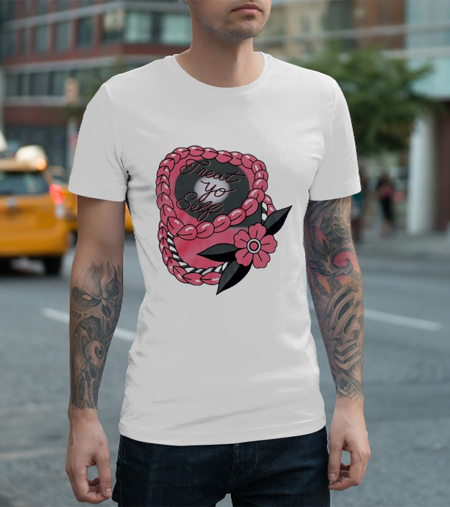 Treat Yo Self Floral Lei Parks And Recreation Pink Flower T-Shirt