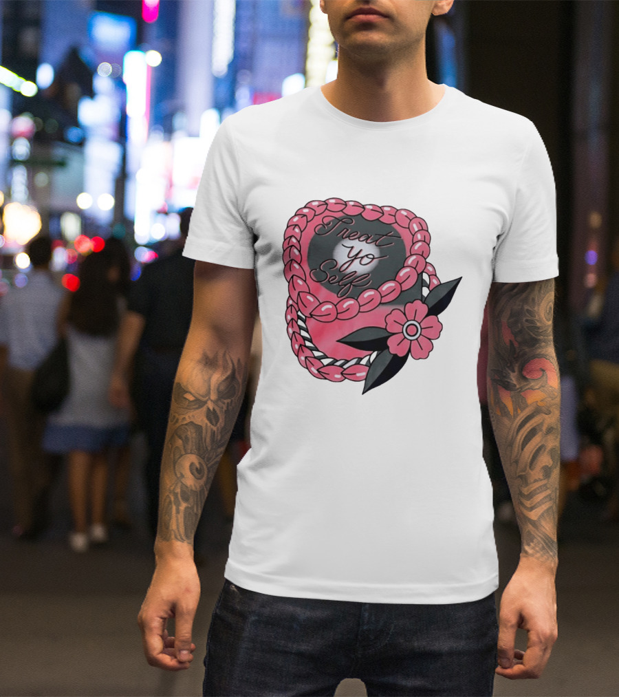 Treat Yo Self Floral Lei Parks And Recreation Pink Flower T-Shirt