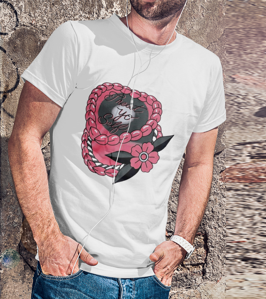 Treat Yo Self Floral Lei Parks And Recreation Pink Flower T-Shirt